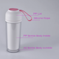 Botol air silikon dinding ganda portabel, dengan tutup plastik desain baru dapat disesuaikan set kertas Premium untuk hadiah DIY