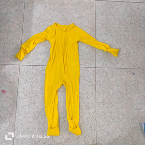 ชุดนอนเด็กแบบซิป ลายดอกไม้สีฟ้า ผลิตจากผ้าไผ่ 95% ผสมสแปนเด็กซ์ 5% - Product Image 4