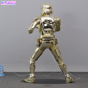 カスタムゴールドクローム像彫刻等身大グラスファイバー樹脂工芸品家の装飾スターウォーズビッグサイズ像樹脂彫刻 - Product Image 5
