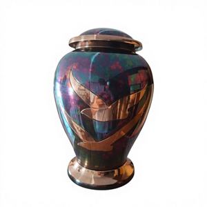 Urnes funéraires en aluminium faites à la main pour les cendres humaines, capacité de 1 à 2 L, design zen asiatique moderne, impression personnalisée, exportateur indien - Product Image 1