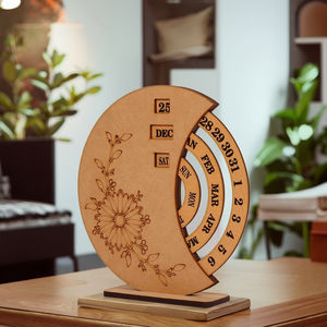 सतत कैलेंडर के साथ लकड़ी के घर और कार्यालय सजावट लकड़ी डेस्क कैलेंडर घड़ी - Product Image 2