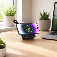 Batterie externe magnétique sans fil 10000 mAh avec prise CA, câble Type-C et Lightning intégré, chargeur portable USB PD20W avec support de charge pour montre