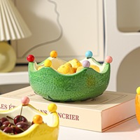 VENTE FLASH Plateau de rangement en céramique en forme de fruits style campagne française, ensemble de fourchettes colorées amovibles, écologique pour usage intérieur