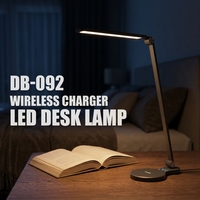 Lampe de bureau moderne avec chargeur sans fil, lampe LED à 5 températures de couleur, support réglable en aluminium, lampe de table en ABS, éclairage flexible pour l'étude et la lecture