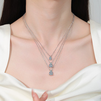 Kalung Liontin Moissanite Potongan Pir 1&2&3CT VVs1 Grosir Pabrik, Perak Sterling S925, Perhiasan Elegan untuk Wanita