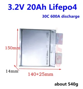 30C פריקה 3.2V 20Ah Lifepo4 battey 3.2V 20ah ליתיום ברזל תא 30c פריקה עבור 12v 24v סוללות רכב starter סוללה