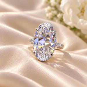 แหวนรูปวงรีสำหรับผู้หญิงแหวนนิ้วแต่งงานแบบเรียบง่าย - Product Image 4