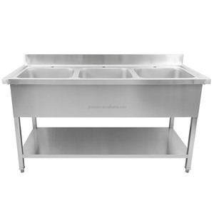 Commercial Kitchen Equipment 3 compartment sink Double layer sink <b>table</b> <b>work</b> <b>table</b> with sink <b>for</b> Hotel Restaurant - Product Image 4