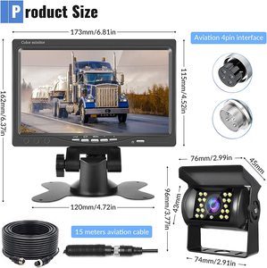 Système <span class=keywords><strong>de</strong></span> caméra <span class=keywords><strong>de</strong></span> <span class=keywords><strong>recul</strong></span> pour voiture avec moniteur LCD TFT <span class=keywords><strong>7</strong></span> pouces, vision nocturne infrarouge 18 IR, caméra <span class=keywords><strong>de</strong></span> <span class=keywords><strong>recul</strong></span> et kit <span class=keywords><strong>de</strong></span> câble aviation 4 <span class=keywords><strong>broches</strong></span> pour camion - Product Image 5