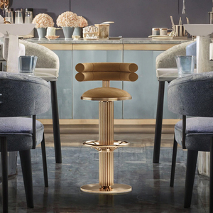<span class=keywords><strong>Tabouret</strong></span> de <span class=keywords><strong>bar</strong></span> pivotant de luxe nordique avec base dorée moderne et panneau réglable en style <span class=keywords><strong>bois</strong></span> pour usage domestique - Product Image 2
