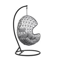 Fauteuil suspendu en osier d'extérieur avec support, chaise œuf en rotin pour patio avec coussin pour jardin et balcon