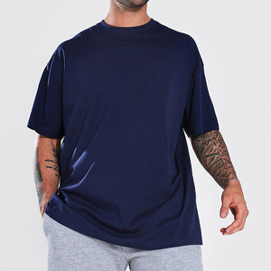 เสื้อยืดแฟชั่นสุดหรูสะพายไหล่ทรงหลวมโอเวอร์ไซส์สำหรับผู้ชายเสื้อยืดผ้าฝ้ายออกแบบโลโก้ได้ตามต้องการ300 GSM heavyweight - Product Image 3