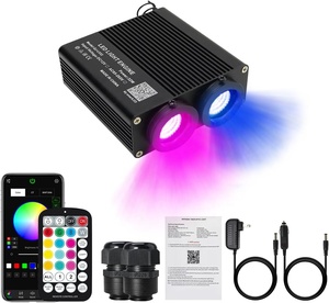 JINXIN Fuente de Luz de Fibra Óptica de Doble Color 32W RGBW, Motor de Caja de Luz con Control Remoto para Decoración de Techo Estrellado en Coche y Hogar - Product Image 1