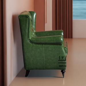 Luxo Leisure Antique Poltrona <span class=keywords><strong>Chesterfield</strong></span> Vintage Tan Couro Botões Tufted <span class=keywords><strong>Wingback</strong></span> Cadeira para Cigar Lounge - Product Image 4