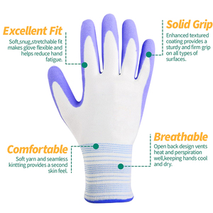 Guantes de jardinería recubiertos de látex GLOVEMAN para mujer, guantes de trabajo transpirables con revestimiento texturizado de microespuma para mujer - Product Image 2