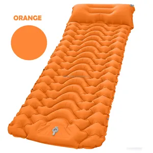 Colchón de dormir inflable impermeable para exteriores, bolsa de almacenamiento de acampada con cojín, almohada plegable, esterilla de relleno de aire para pies, cama - Product Image 1