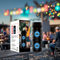 Mini 80W Kotak Speaker Audio Profesional Panggung dengan Lampu LED RGB 3 X 8 Inch Daya Tinggi Karaoke Nirkabel Luar Ruangan untuk V5.0