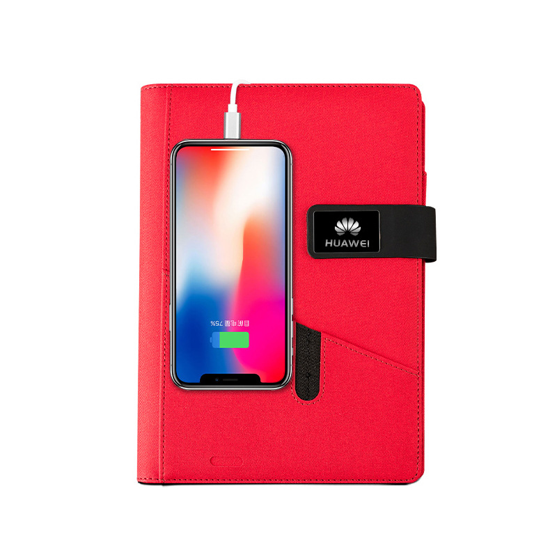 Organizador de cables largos con hebilla negra para power banks de 8000 mAh - Rojo