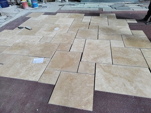 French Pattern Cross Cut Turkey Roman Beige Travertine Floor <strong>Tiles</strong> of Leather Brushed for <strong>U</strong>.S. Hotel Lobby Projects - Product Image 3