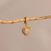 Accessoires de pendentif électroplaqués personnalisables DIY, en laiton, sertis de diamants étincelants, avec 12 couleurs de pierres de naissance, de la série Fruits, pour les loisirs