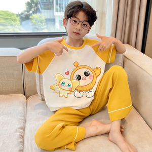 <span class=keywords><strong>Pyjama</strong></span> pour <span class=keywords><strong>garçon</strong></span> à manches courtes à motifs personnalisés, ensemble d'été fin en coton pour enfants, vêtements de maison pour adolescents et collégiens - Product Image 5