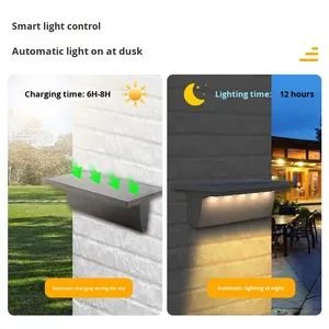 ไฟติดผนังโซลาร์เซลล์ LED สำหรับภายนอกอาคาร พร้อม RGB กันน้ำ IP65 ปรับความสว่างได้ ใช้แบตเตอรี่ในตัว ใช้ไฟ DC สำหรับสวนและลานบ้าน - Product Image 3