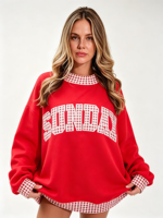 Sweatshirt Wanita Oversize Mockneck Gaya Asimetris Cetak 3D Puff Bahan Katun Fleece Pullover Jumper Atasan Kasual