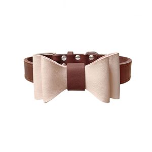 Kangdarpet Handmade Soft Durable First Layer Cowhide <b>Collar</b> Vintage Cute Adjustable Bowknot <b>for</b> Medium <b>Dogs</b> - Product Image 4