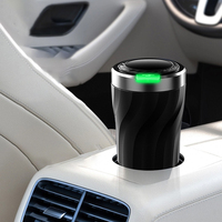 Cendrier de voiture à ouverture par pression, bouton lumineux, revêtement intérieur en acier inoxydable, résistant aux flammes, pour porte-gobelet de voiture
