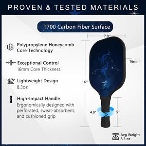 Paleta de Pickleball FitSpark de Madera Resistente con Núcleo de Fibra de Carbono, Grosor de 16 mm, Características Personalizables, Aprobada por la USAPA - Product Image 3