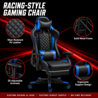 Chaise de jeu ergonomique à dossier haut avec accoudoirs 2D et repose-pieds, idéale pour la maison, vente directe usine