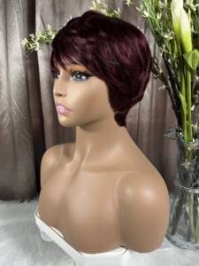 $9.9 פיקסי חדש לחתוך שיער אדם פאה בתולה קצר שיער בתולה קצר שיער בתולי 99j bob פאה 100% ברזילאי שיער אדם פאות עבור אישה שחורה - Product Image 2