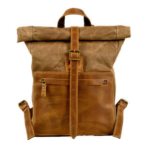 <span class=keywords><strong>Zaino</strong></span> da <span class=keywords><strong>uomo</strong></span> in tela di cera retrò in vera pelle con chiusura a cerniera semplice Design quadrato fodera in cotone per uso Casual della scuola - Product Image 1