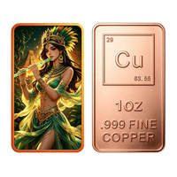 Flûte personnalisée en cuivre pur .999 de 1 oz, Pyramide Mayanaïque, Barre de cuivre Déesse, Lingot de cuivre rouge fin pour collection ou cadeau