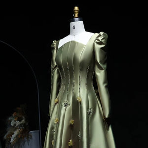 Robe de <span class=keywords><strong>soir</strong></span>ée en satin rose Jancember LSZ014, robe de <span class=keywords><strong>soir</strong></span>ée formelle à épaules dénudées, manches longues, robe de bal - Product Image 4