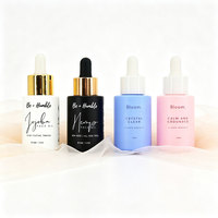 Flacon en verre rechargeable de 50 ml pour sérum, forme épaule plate, avec pipette, pour essence, eau, huile visage, anti-âge, contenant cosmétique