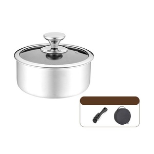 蓋付きハイブリッド調理器具セット5個ステンレス鋼調理器具セットキッチン用品3層ステンレス鋼ハニカム取り外し可能ハンドル - Product Image 5