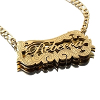 Collar con Colgante de Placa de Identificación de Doble Capa Personalizado con Certificación CE, Chapado en Oro de 18K, Resistente a la Corrosión