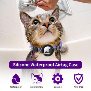 Collier de chat pour animaux de compagnie bande réfléchissante support Airtag cloche collier réglable avec boucle de rupture pour collier de luxe pour chien en toute sécurité - Product Image 3