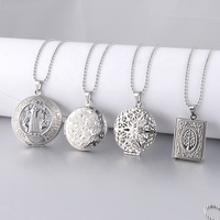 Kalung Liontin Desain Kupu-kupu dan Buku Bentuk Hati Elips Lingkaran Gaya Trendi Bahan Stainless Steel