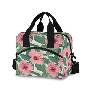 Hawaiian Custom Hau Green Leaves Print Polyester Cooler Bags Thermal Insulated Lunch Cooler Bag 2025 - Product Image 1