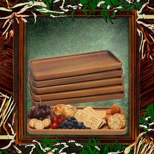 Tabla de queso pequeña rectangular moderna, bandejas y platos para servir de madera de acacia maciza, diseño pulido ecológico para fiestas - Product Image 3