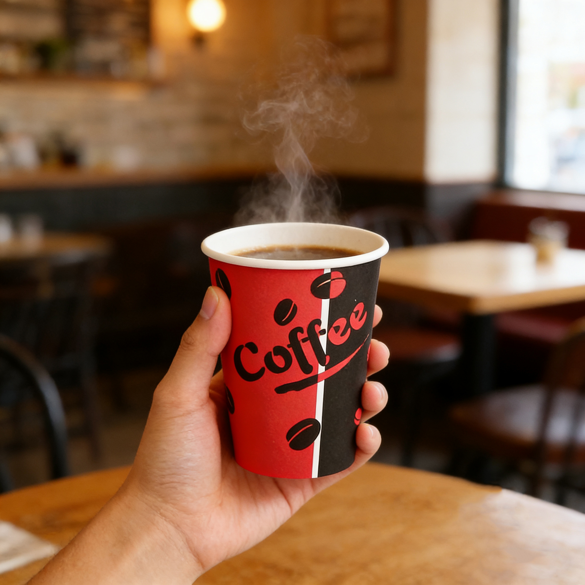 Disposable Food Grade Thread Feel Double Wall 12oz Double Wall Hot Coffee Packaging Paper Cups for Cold Drinks