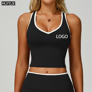 Canotta Sportiva Versatile Traspirante ad Asciugatura Rapida con Dettagli a Contrasto, Scollo sulla Schiena, Reggiseno Modellante alla Moda per la Corsa - Product Image 1
