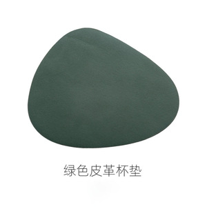 Sous-verres irréguliers en cuir PU, style coréen, simples, isolants thermiquement, imperméables, anti-huile, pour tasses à thé et bols, en stock - Product Image 4