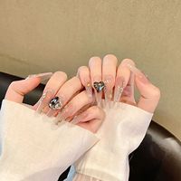 Luxe ange croix conception presse sur les ongles longs 3d fait à la main haute qualité acrylique presse sur les ongles en gros réutilisables faux ongles