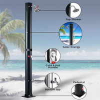 Douche solaire portable noire pour l'extérieur, piscine, famille, jardin, plage, douche extérieure en cascade