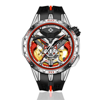 Nouveau bracelet en alliage de Silicone montre squelette mécanique automatique pour hommes