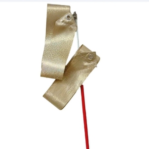Cinta de satén holográfica con purpurina dorada para danza y gimnasia, con mango, para actuaciones en escenario, venta al por mayor - Product Image 2