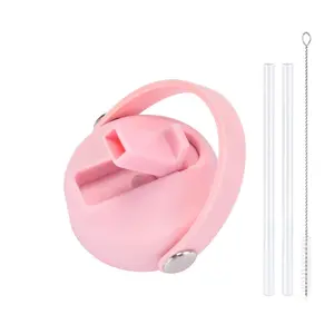 Tapa de paja de alta calidad con reemplazo de mango flexible para tapa flexible deportiva rosa de boca ancha